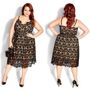NWT City Chic So Fancy Lace Fit And Flare Dress Sz 16